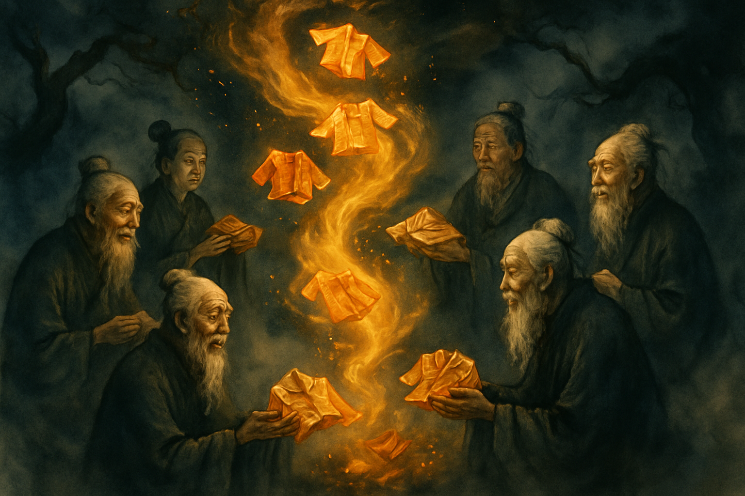 寒衣節的代燒先人金銀衣紙